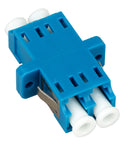 Cuplă LC Duplex,Plastic,Singlemode,zirc.,flanşă,albstr.,ECO