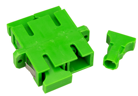 Cuplă SC/APC Duplex,Plastic,Singlemode,zirc.,flanşă,verdeECO