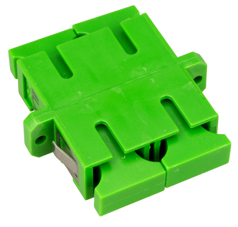 Cuplă SC/APC Duplex,Plastic,Singlemode,zirc.,flanşă,verdeECO
