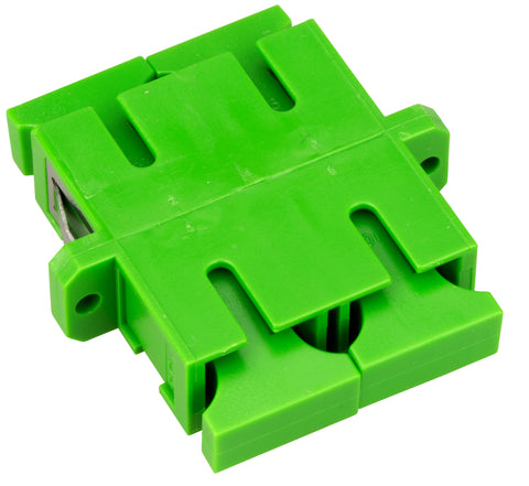 Cuplă SC/APC Duplex,Plastic,Singlemode,zirc.,flanşă,verdeECO