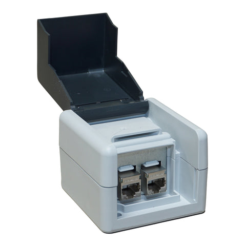 Doză de perete IP44/IP20 goală pt. 2 module, negru/gri