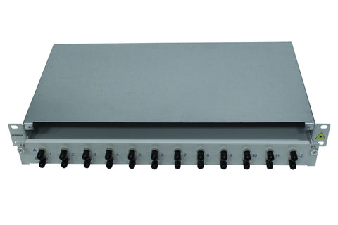 Patchpanel FO 19", 1UV, culisant, pentru 4 fibre, ST, MM