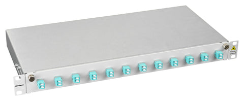 Splicebox, 8 fibre,LC,50/125µm OM3, culisant,19",1UV