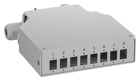 Splicebox FO pt șină DIN, gol, 6 LC-Duplex, RAL7035