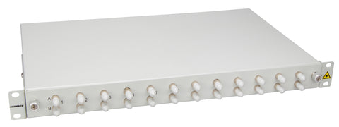 Splicebox, 12 fibre,ST,50/125µm OM3, culisant,19",1UV , ECO
