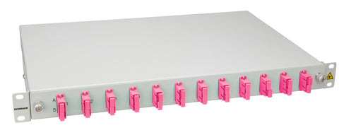 Splicebox, 12 fibre,SC,50/125µm OM4, culisant,19",1UV , ECO