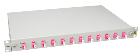 Splicebox, 16 fibre,LC,50/125µm OM4, culisant,19",1UV , ECO