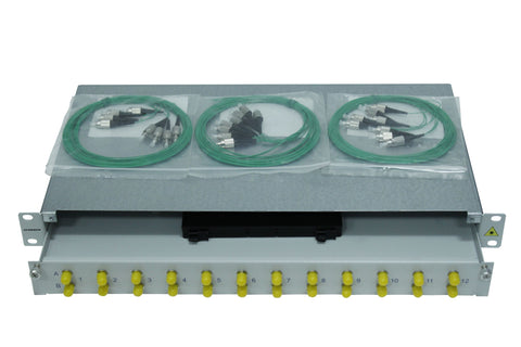 Splicebox, 24 fibre,FC, 9/125µm OS2, culisant,19",1UV