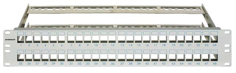 Patchpanel pt. 48 module TOOLLESS LINE, 2UH, 19", RAL7035