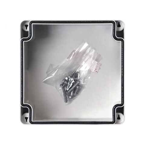 Cutie din ABS cu capac gri şi balamale, 110x110x65mm