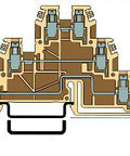 Clemă triplu etajată, bej, tip TLD.2, 0,2-4 mm²