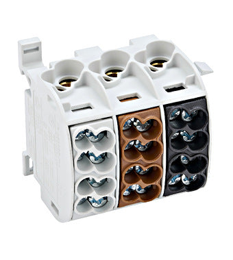 AL/CU-Main branch terminal, 25mm², 3-pole, isolated
