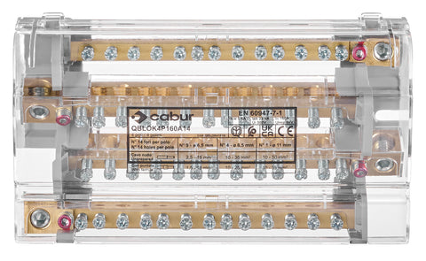 Distribuitor 4 poli 160A, per pol:1x50 mm²/4x35 mm²+9x16 mm²