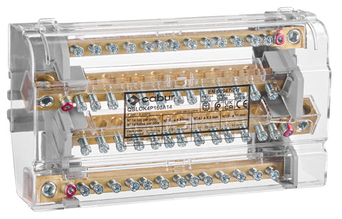 Distribuitor 4 poli 160A, per pol:1x50 mm²/4x35 mm²+9x16 mm²