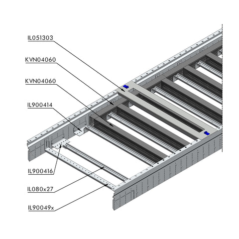Aluminium H/C rail for 40mm Wiring Ducts 3 Unit-Wide