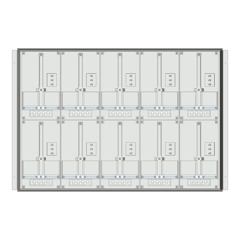 Meter box insert 2-rows, 10 meter boards / 16 Modul heights