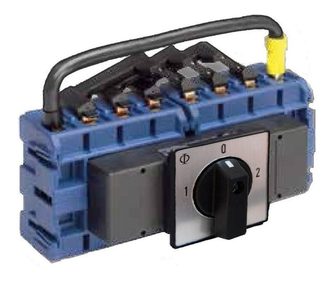 Comutator de sursă 4 poli, montaj frontal, 63A, 22kW, 1-0-2