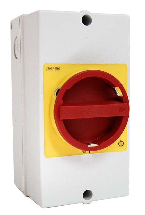 Comutator 0-1, 25A, 3p + 2 c.aux. + cleme PE