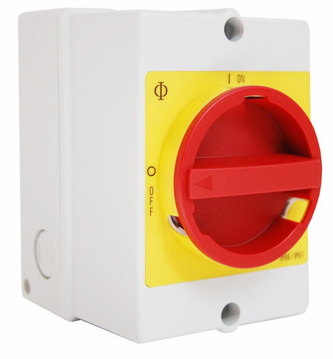 Comutator 0-1, 20A, 3p + 2 c.aux. + cleme PE