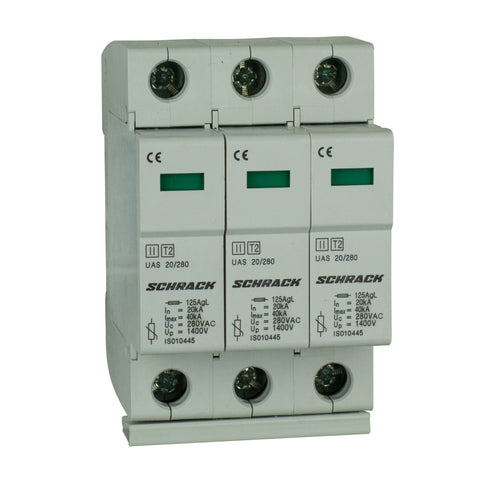 Descărcător complet, T2/C, 3p, 3x20kA/280V - Seria UAS