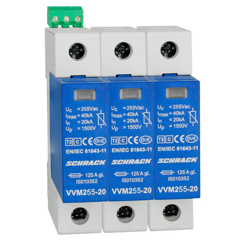 Set descărcător VARTEC C, pt. TN-C, 255V/20kA+cont. aux. 3+0