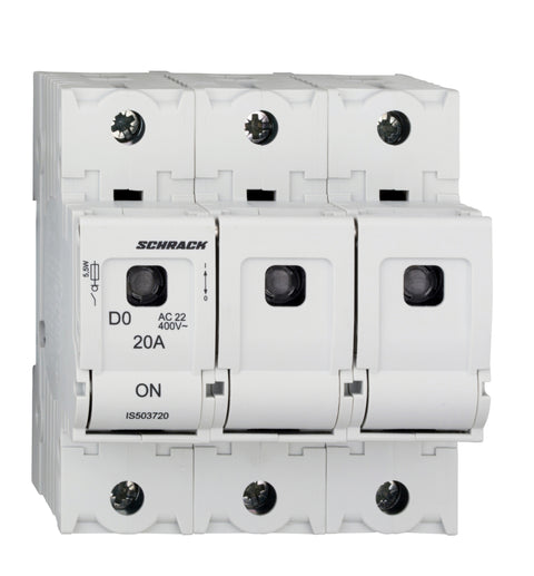 Soclu pentru portfuzibile D02, seria ARROW S, 3-poli, 20A