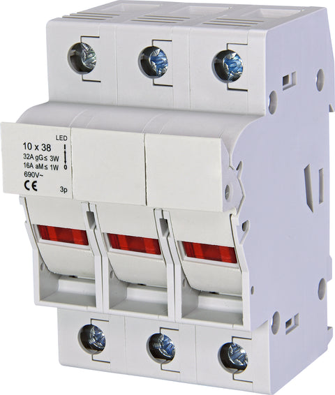 Separator modular pentru portfuzibile 10x38 3p 32A cu LED