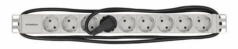 PDU 19", 9xSchuko, profil ALU 1U, cablu conexiune 2m,RAL7035