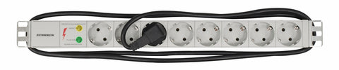 PDU 19", 8xSchuko+prot suprat, profALU 1U, cablu 2m,RAL7035