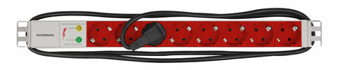 PDU 19", 8xSchuko(rosu)+prot suprat, prof ALU 1U, 2m,RAL7035