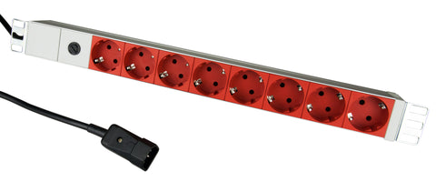 PDU 19" ptUPS, 8xSchuko Roşu, Sig 10A, ALU 1U, cabl 2m C14