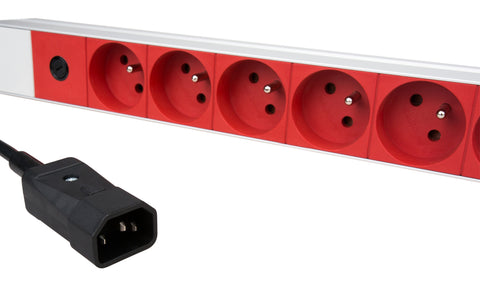 PDU 19" ptUPS, 8xUTE Roşu, Sig 10A, ALU 1U, cabl C14,RAL7035