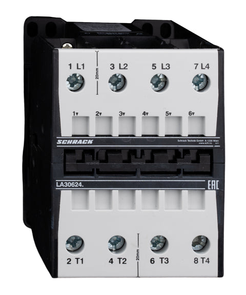 Contactor, 30kW, 62A AC3, 120A AC1, 4-pole, 230VAC