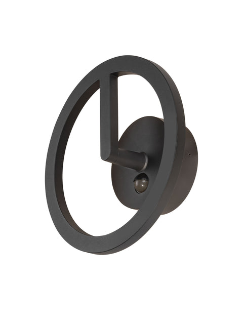Q-RING, lampă de perete, Senzor, 3000K, IP54, negru
