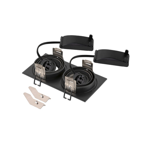 NOU TRIA155 pătrat 2 x GU10 cu două flăcări negru