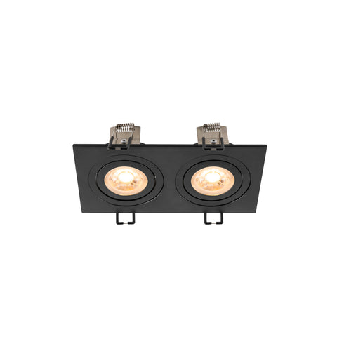 NOU TRIA155 pătrat 2 x GU10 cu două flăcări negru