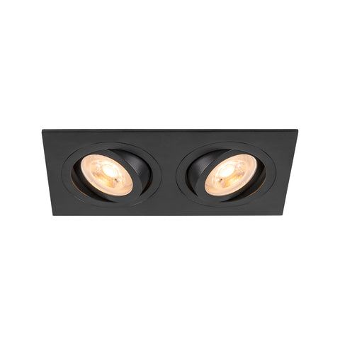 NOU TRIA155 pătrat 2 x GU10 cu două flăcări negru