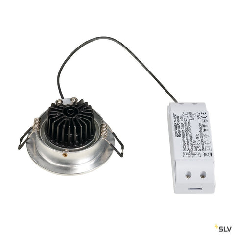 Set NEW TRIA LED DL ROUND, alum satinat, 6W, 2700K, 38°, inc