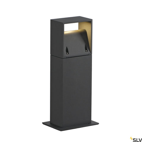 LOGS 40 stâlp pitic, pătrat, antracit, 6W LED, alb cald