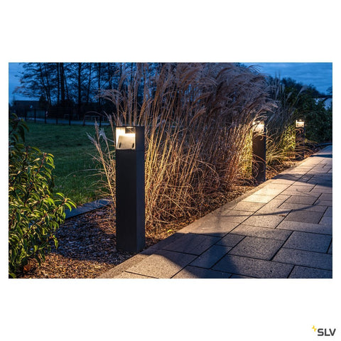 LOGS 70 stâlp pitic, pătrat, antracit, 6W LED, alb cald