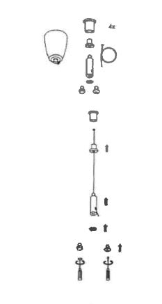 Suspensie pentru SARH, L=2m, set cu rozetă, alb