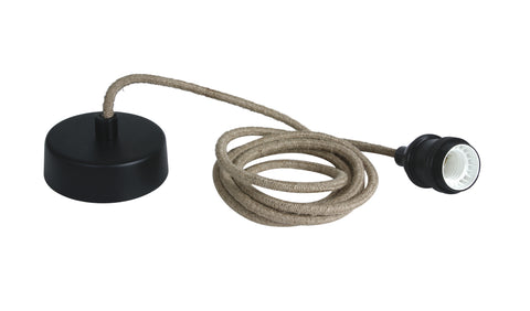 Rope Line pendant lamp, E27, l=2m, negru
