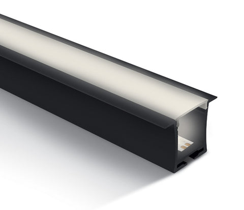 aluminiu Profil incastrat 7912R/B+PC opal Difuzor, 2m negru