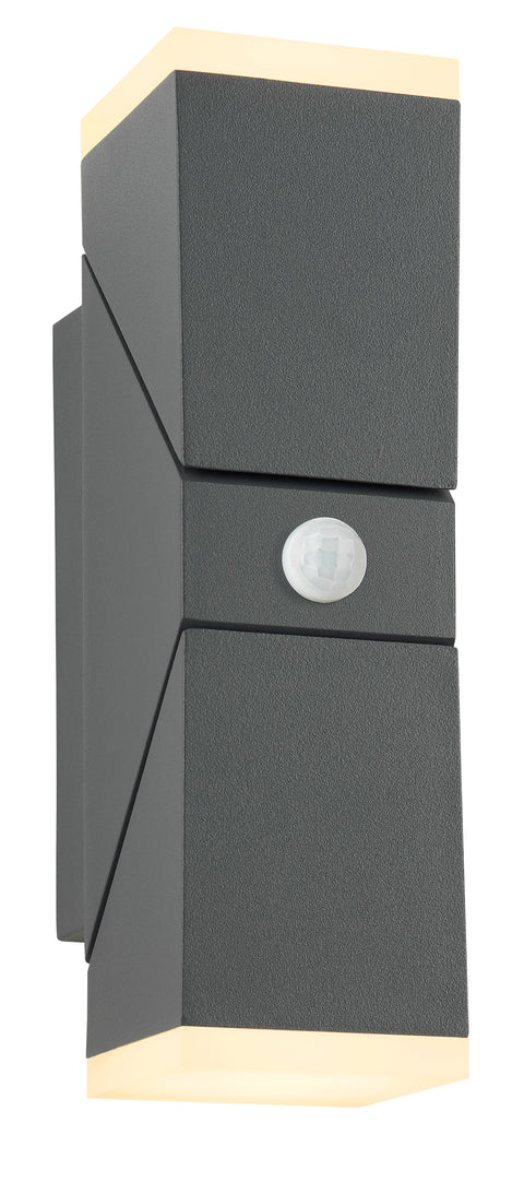 Evo LED Square Up/Down PIR 12,5W 750lm 3000K IP54 antracit