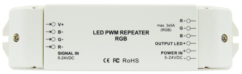 Repeater PWM RGB LED, 3x5A, 180W/12V, 360W/24V
