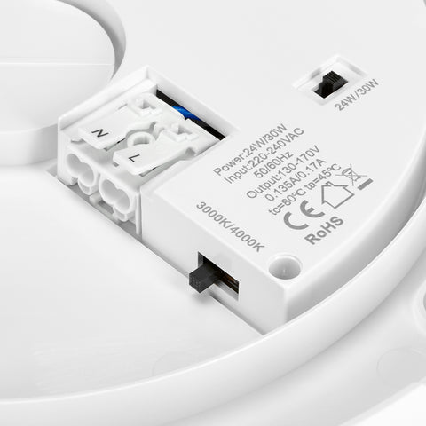 MAIA LED Round 280 24W/18W 3K/4K 230V IP54 senzor, alb