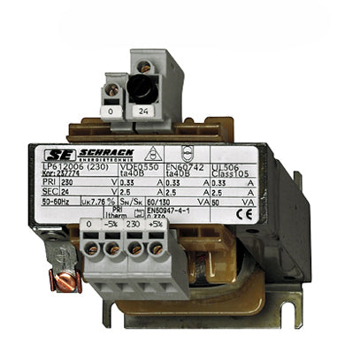 Transformator de comandă monofazat, 230V/12V, 500 VA, IP00