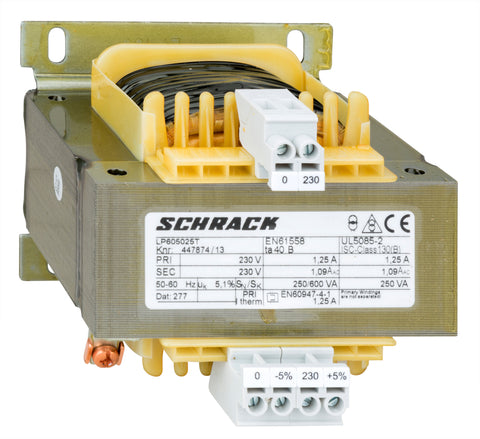 Transformator de comandă monofazat, 230V/230V, 250 VA, IP00