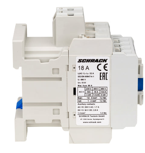 Contactor 3 poli, CUBICO Clasic, 7,5kW, 18A, 1ND+1NÎ,24Vc.a.
