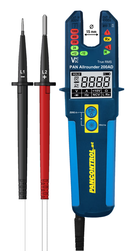 Current/ voltage tester LED+LCD 200A AC/DC, 1500VDC, 1000VAC